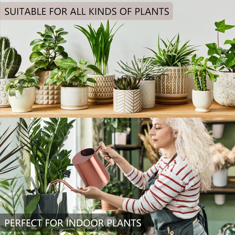 GUKJOB Watering Can Indoor Plants, 35oz Small Stainless Steel Metal Watering Can Modern Decorative Watering Pot with Long Spout for Indoor House Plant Bonsai Garden Flowers (Copper) - Image 4